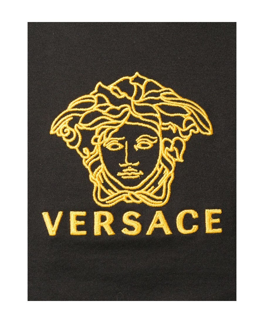 Versace Embroidered Logo T-shirt In Black
