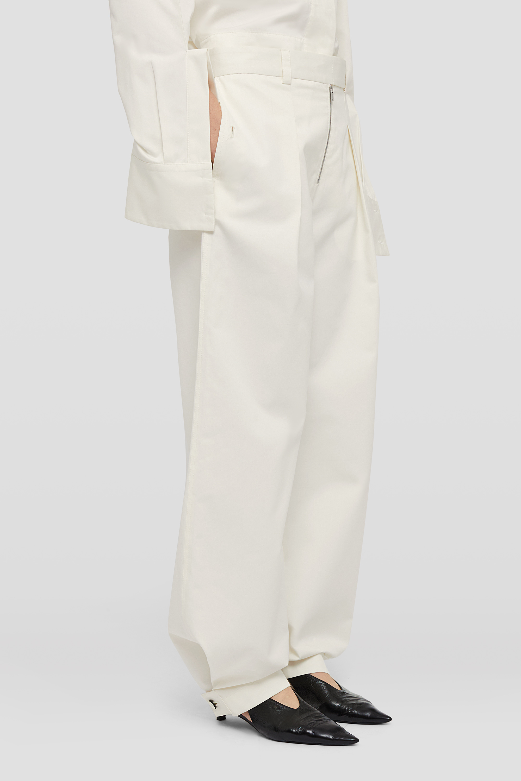 Shop Jil Sander Trousers In White