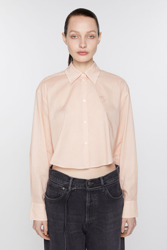 Acne Studios Logo-embroidered Cotton Crop Shirt In Nude