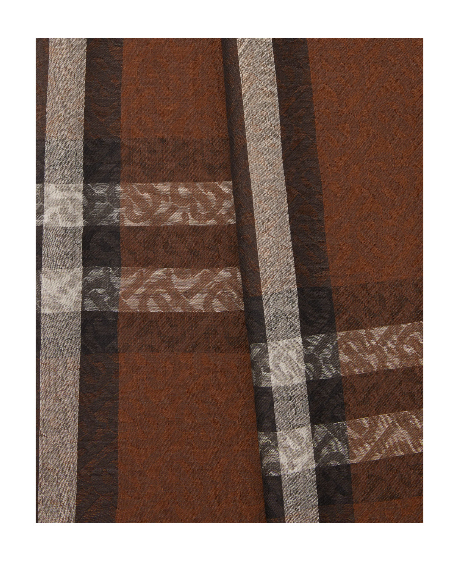 Burberry Monogram Check-print Scarf In Brown