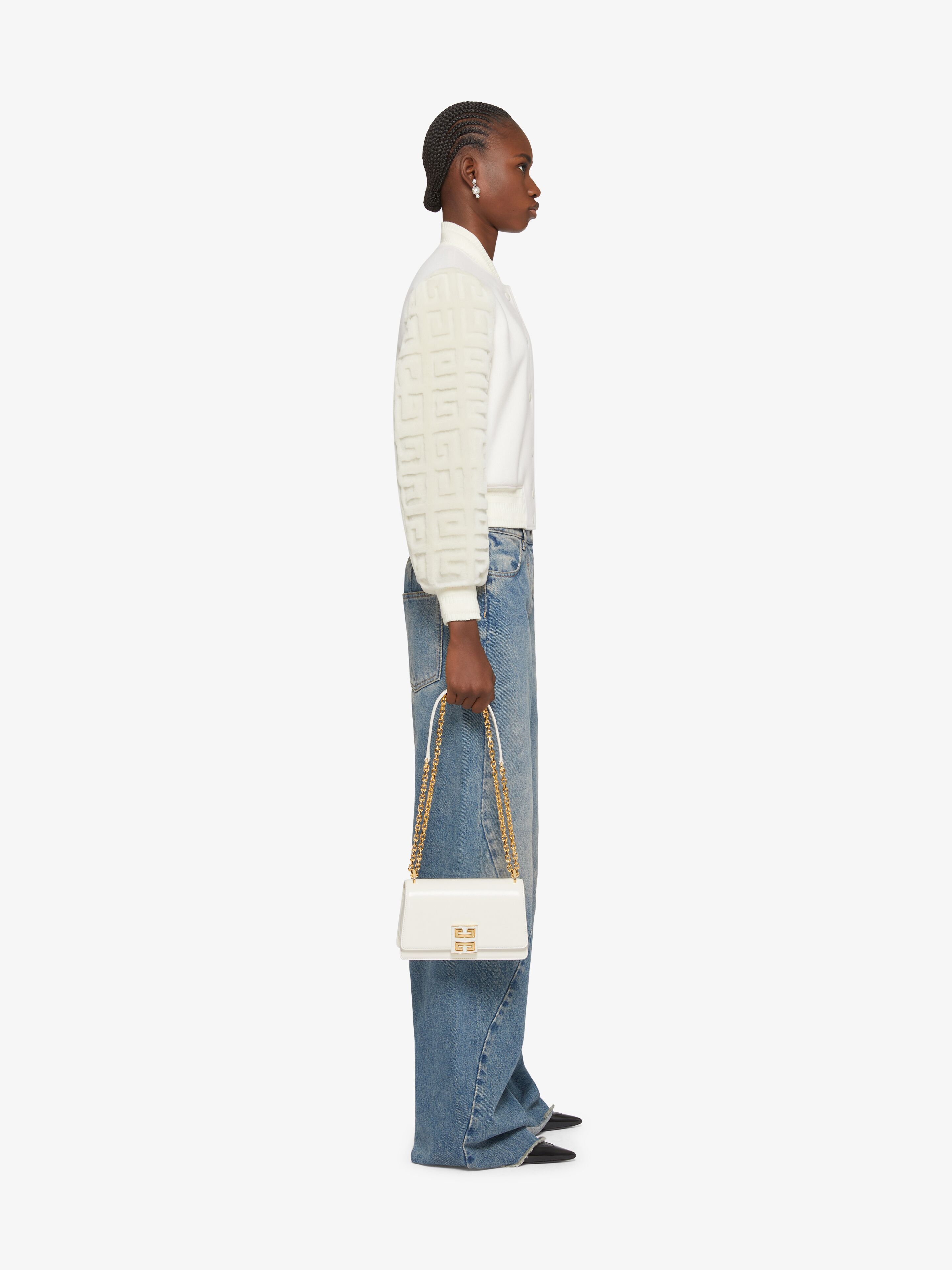 Givenchy Cropped Varsity Jacket In Wool And 4g Fur In White