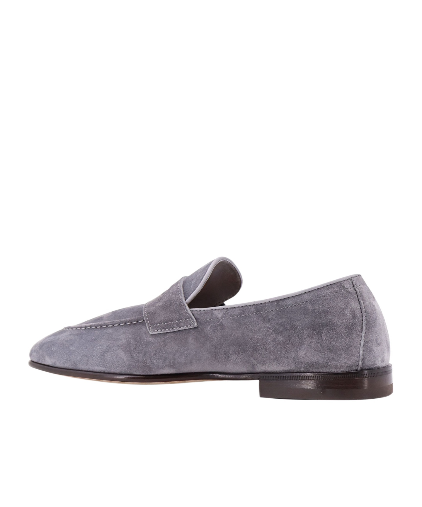 Brunello Cucinelli Suede Penny Loafers In Gray