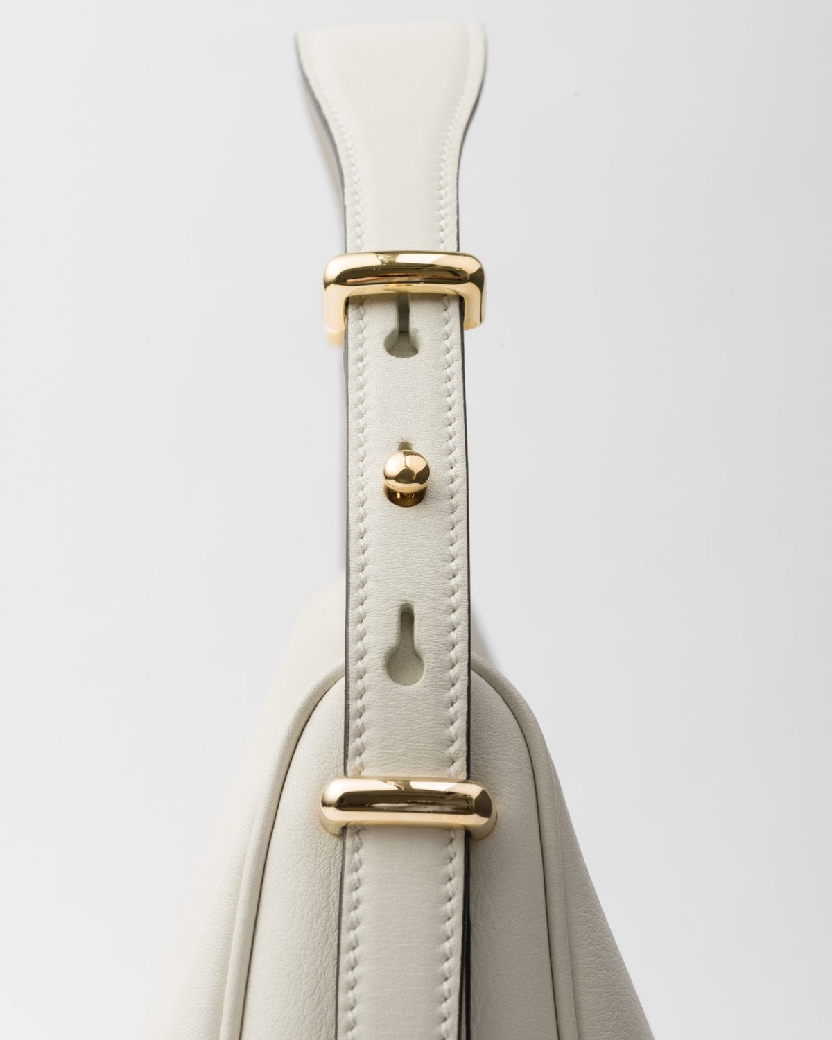 Prada Large Arqué Leather Shoulder Bag In White