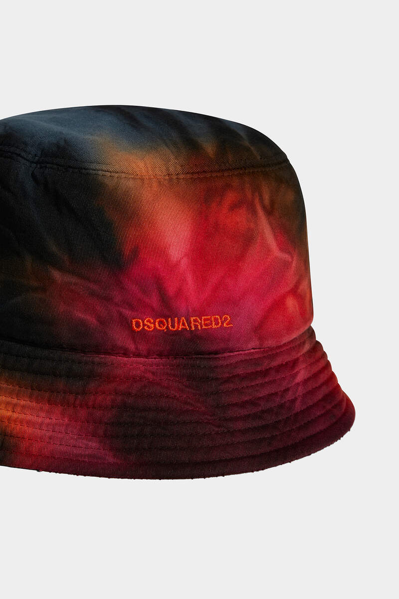 Dsquared2 Tie-dye Embroidered-logo Bucket Hat In Black