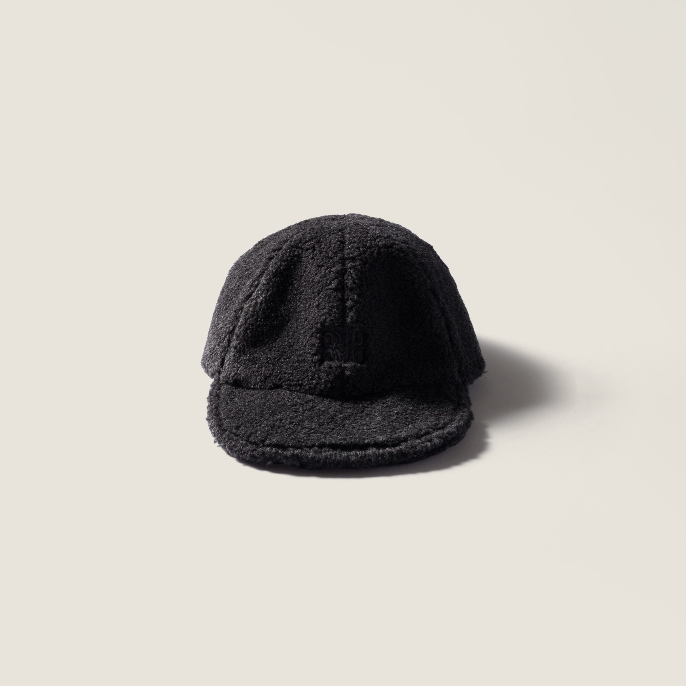 Miu Miu Fleece Baseball Cap In Black