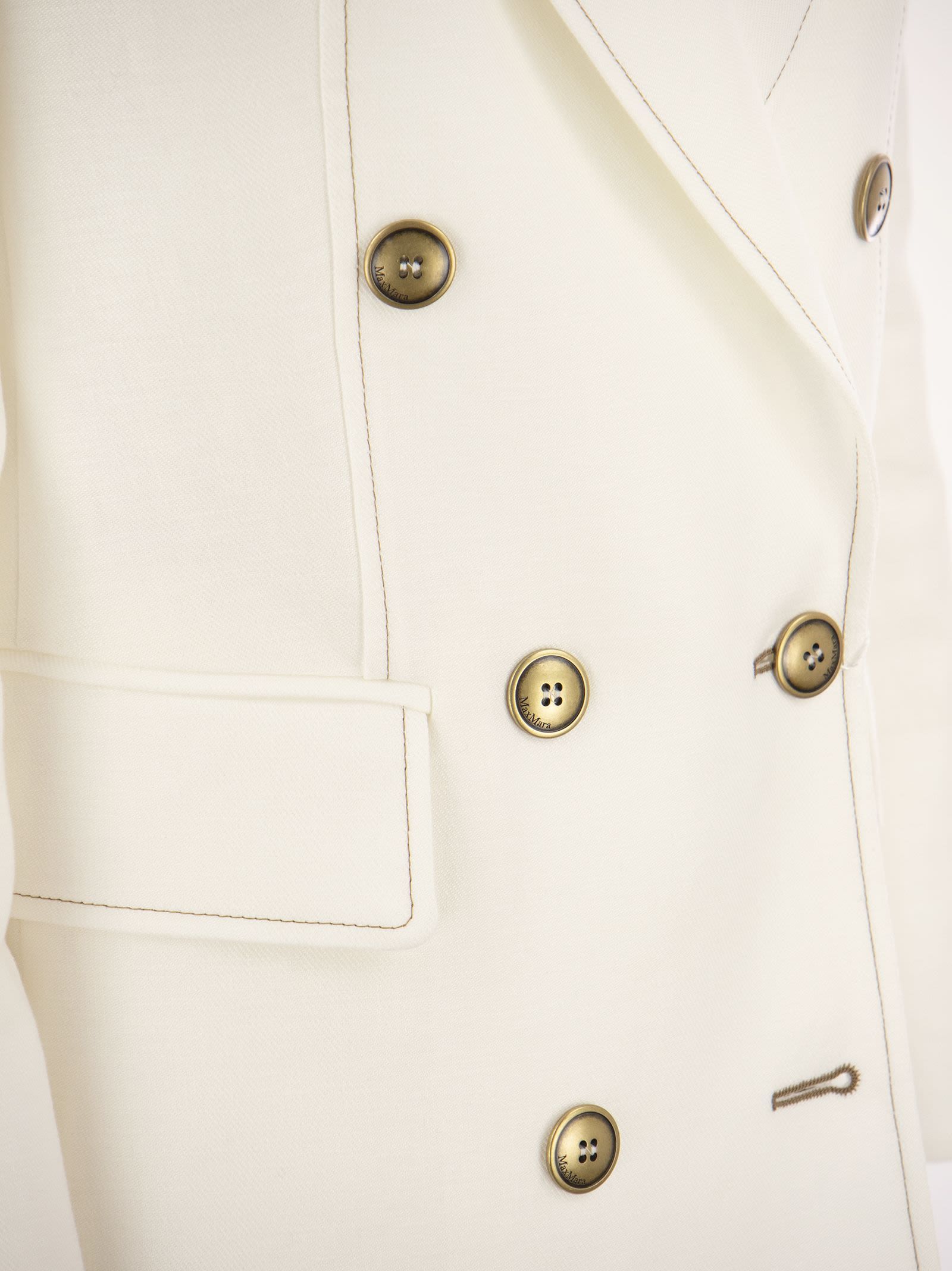 Max Mara Double-breasted Button Blazer In White