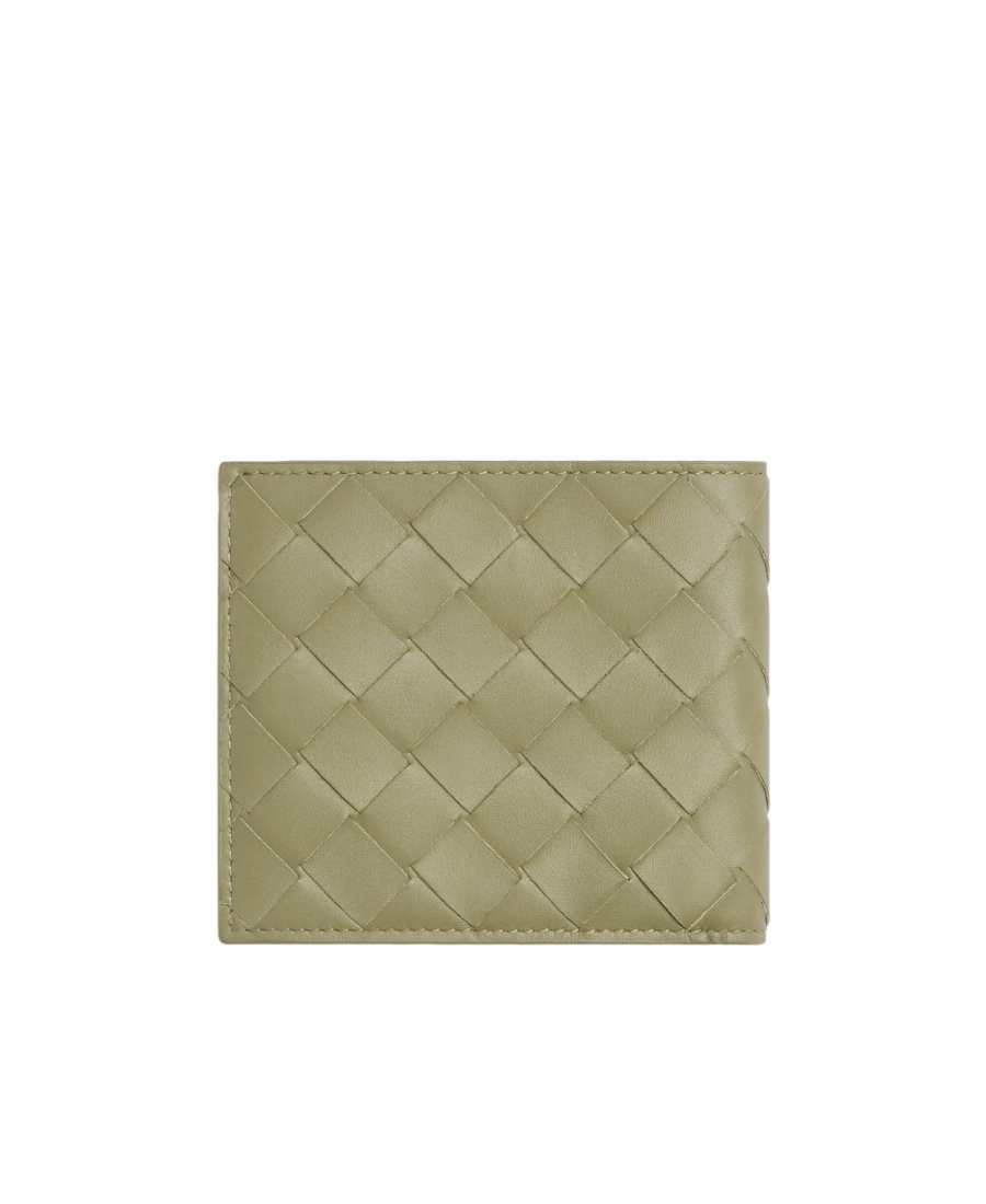 Bottega Veneta Intrecciato Woven Double-folded Wallet In Nude