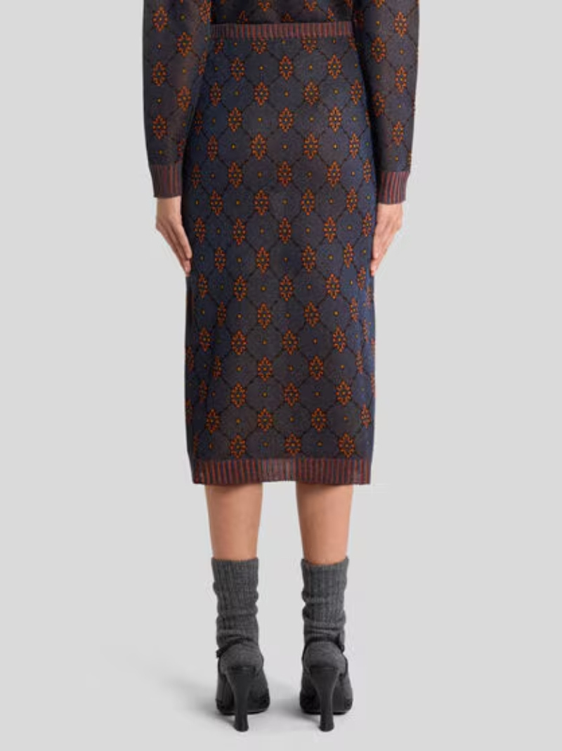 Etro Knit Skirt With Tie-inspired Motif In Multi
