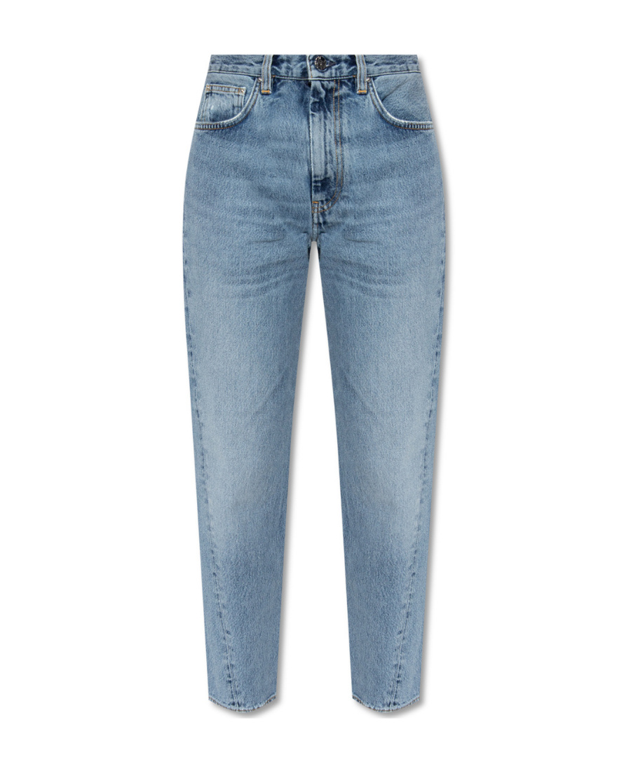 Totême Toteme Twisted Seam High Waist Straight Leg Jeans In Blue