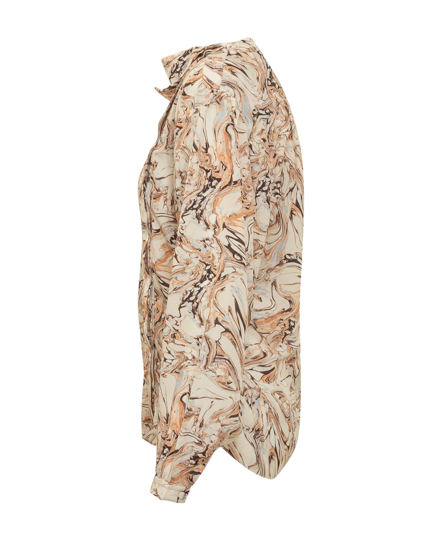 Isabel Marant Tiphaine Marble-print Silk Blouse In Nude