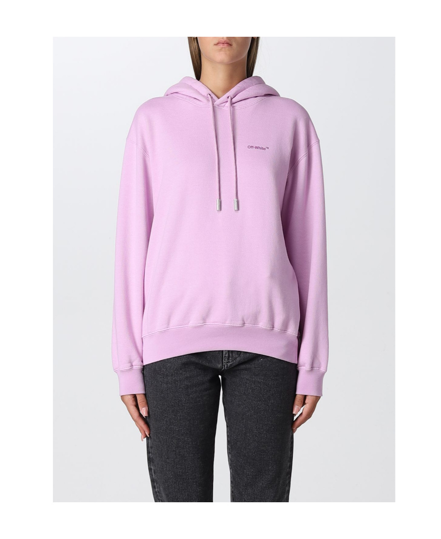 Off-white Diagonal Striped Hooded Sweatshirt In Pink