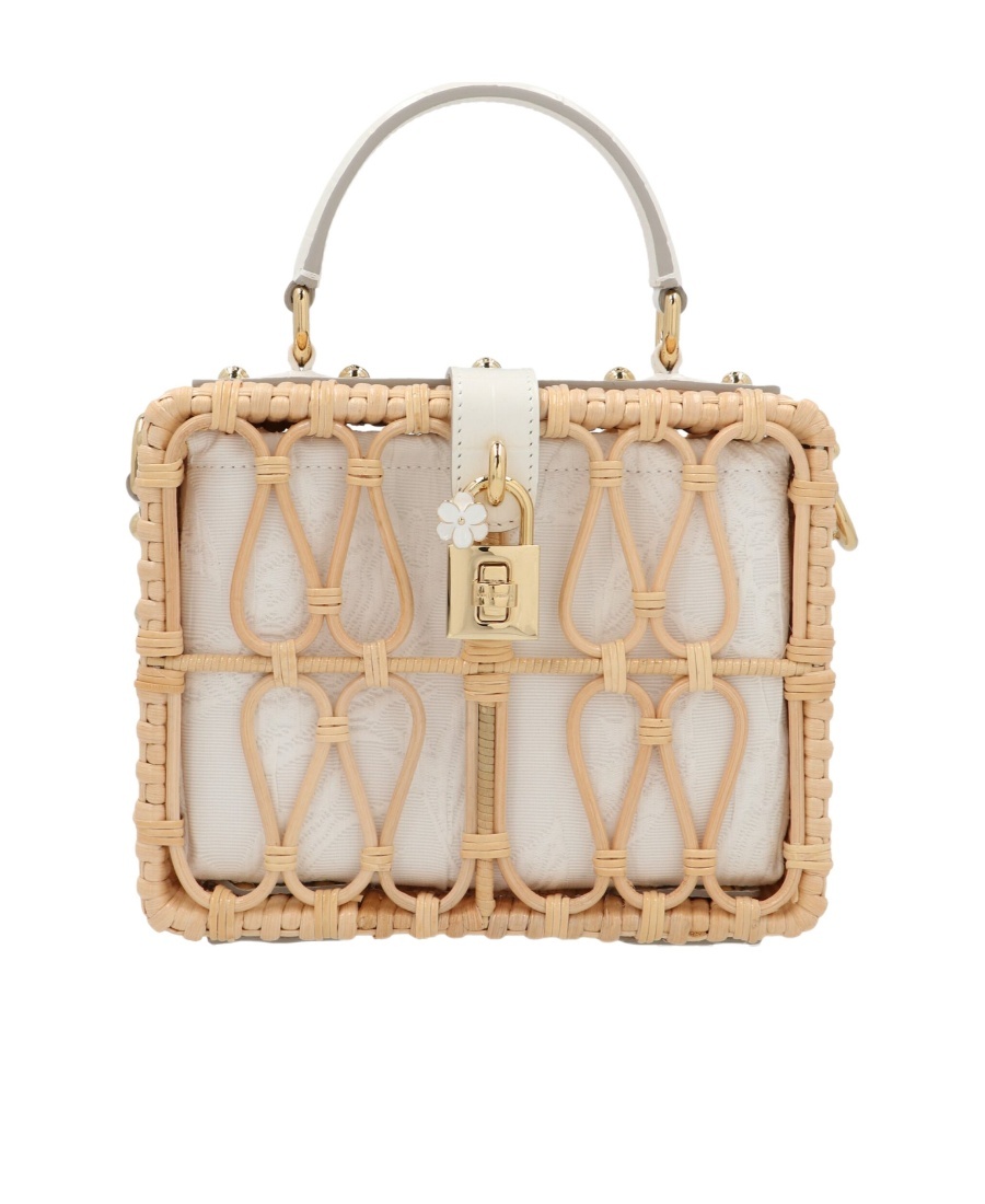 Dolce & Gabbana Dolce Gabbana Dolce Box Wicker Buckled Tote Bag In Brown