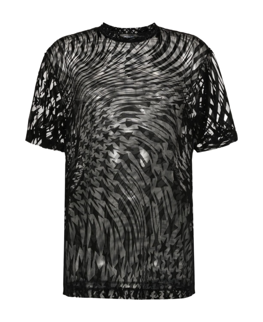 Mugler Flocked-print T-shirt In Black