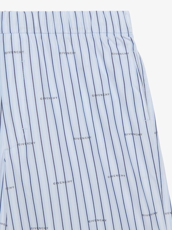 Givenchy Logo-print Striped Cotton Shorts In Blue