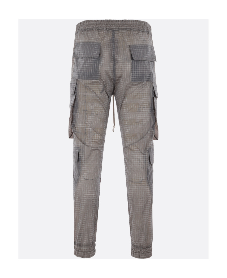 Rick Owens Check-print Drawstring Trousers In Gray