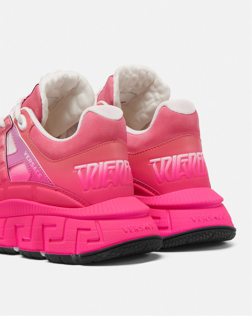 Versace Trigreca Leather Sneakers In Pink