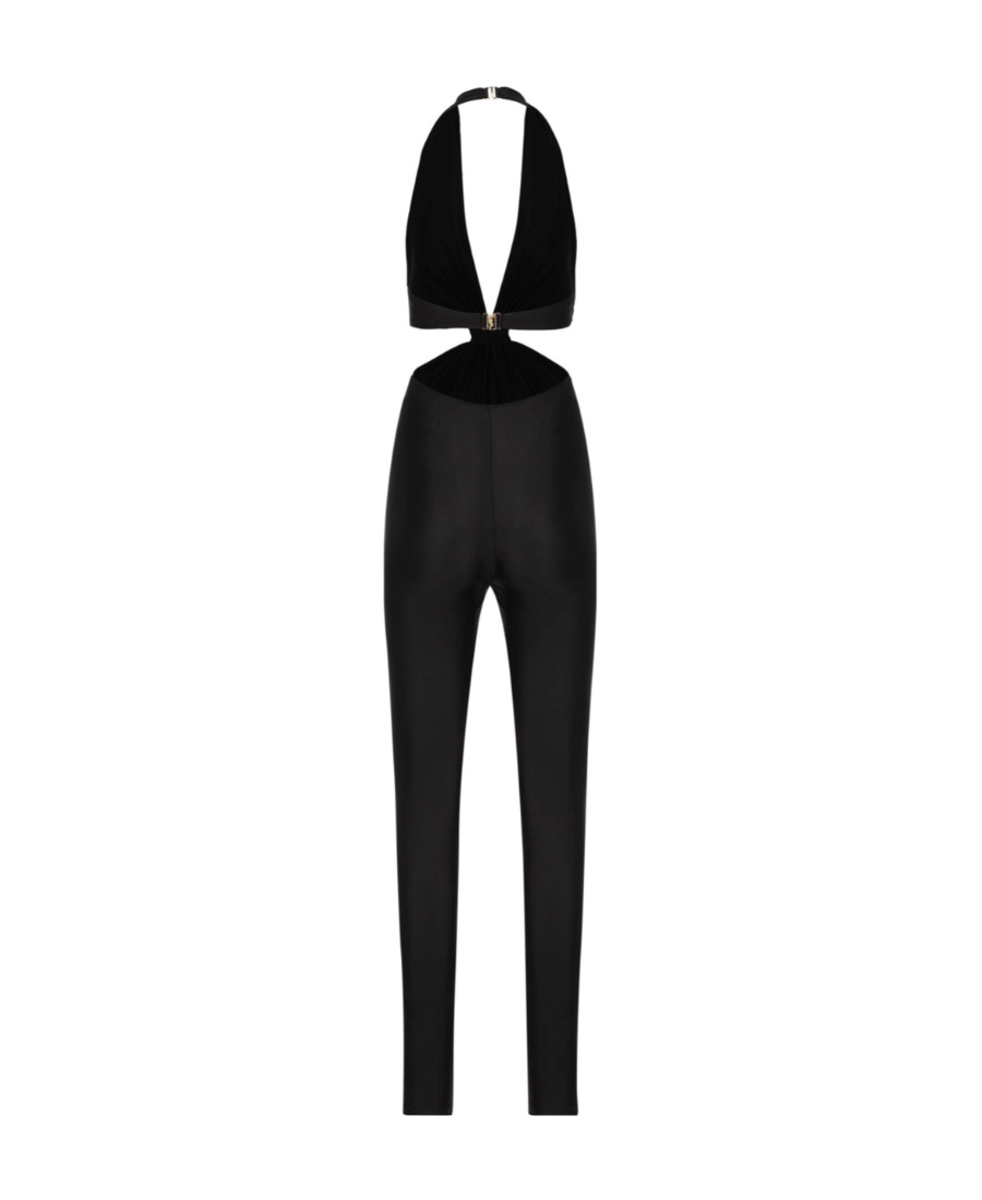 Saint Laurent Knot-detail Halterneck Jumpsuit In Black