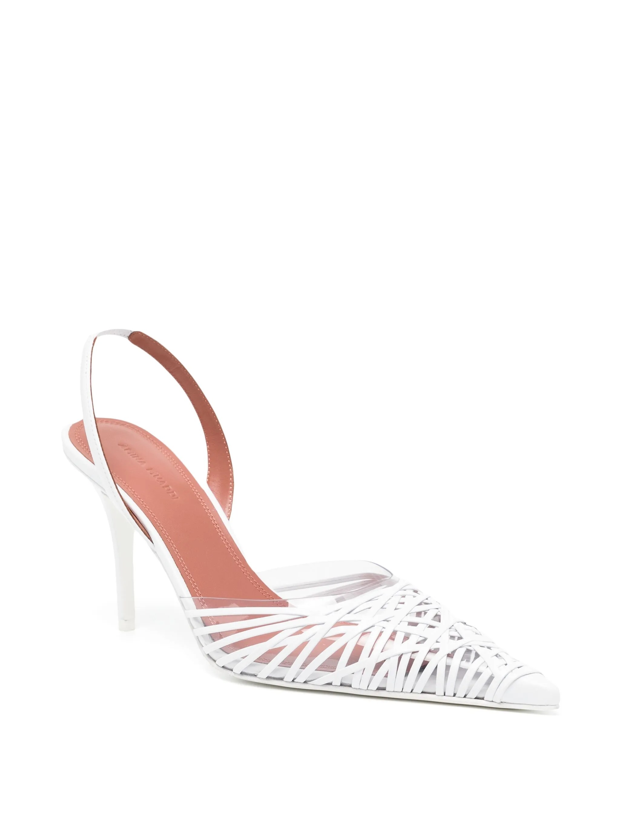 Amina Muaddi Pointed High Heel Sandals In White