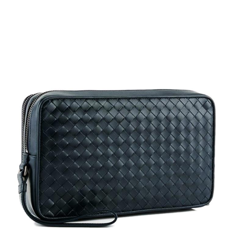 Bottega Veneta Woven Multi-layer Zipper Clutch In Green