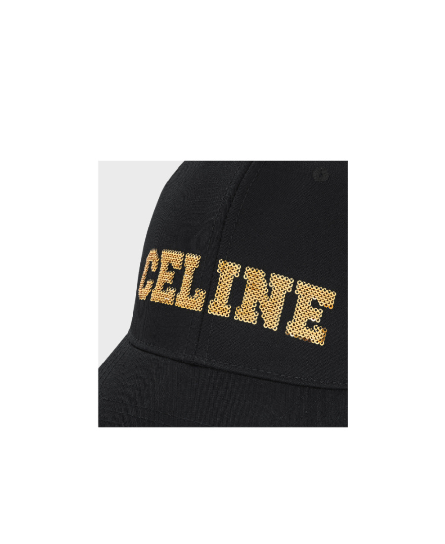 Celine Logo Baseball Cap In Black
