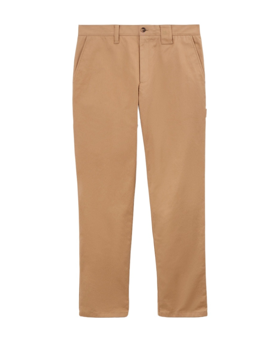 Burberry Logo-tag Cotton Straight-leg Trousers In Nude