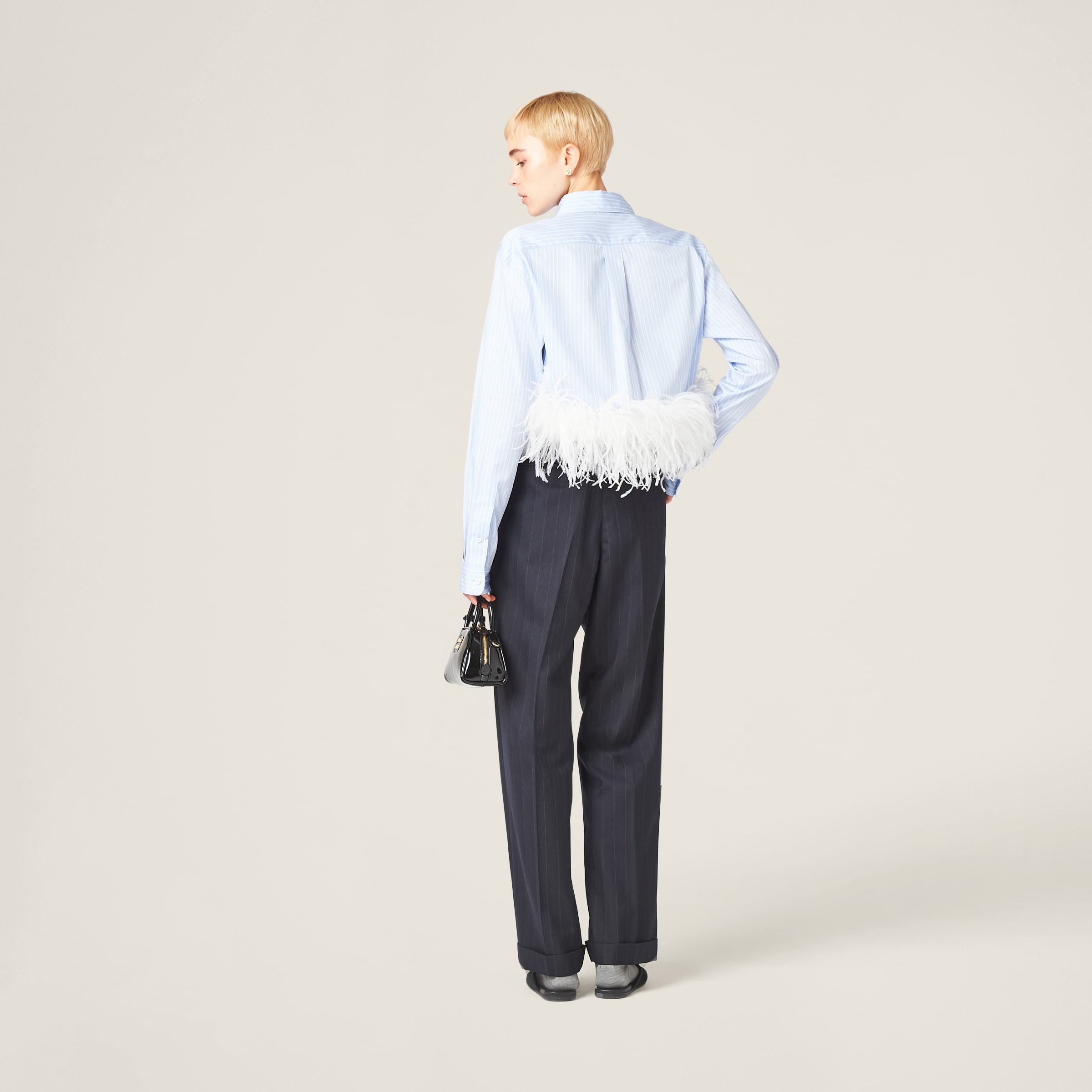 Miu Miu Pinstriped Wool Casual Pants In Blue