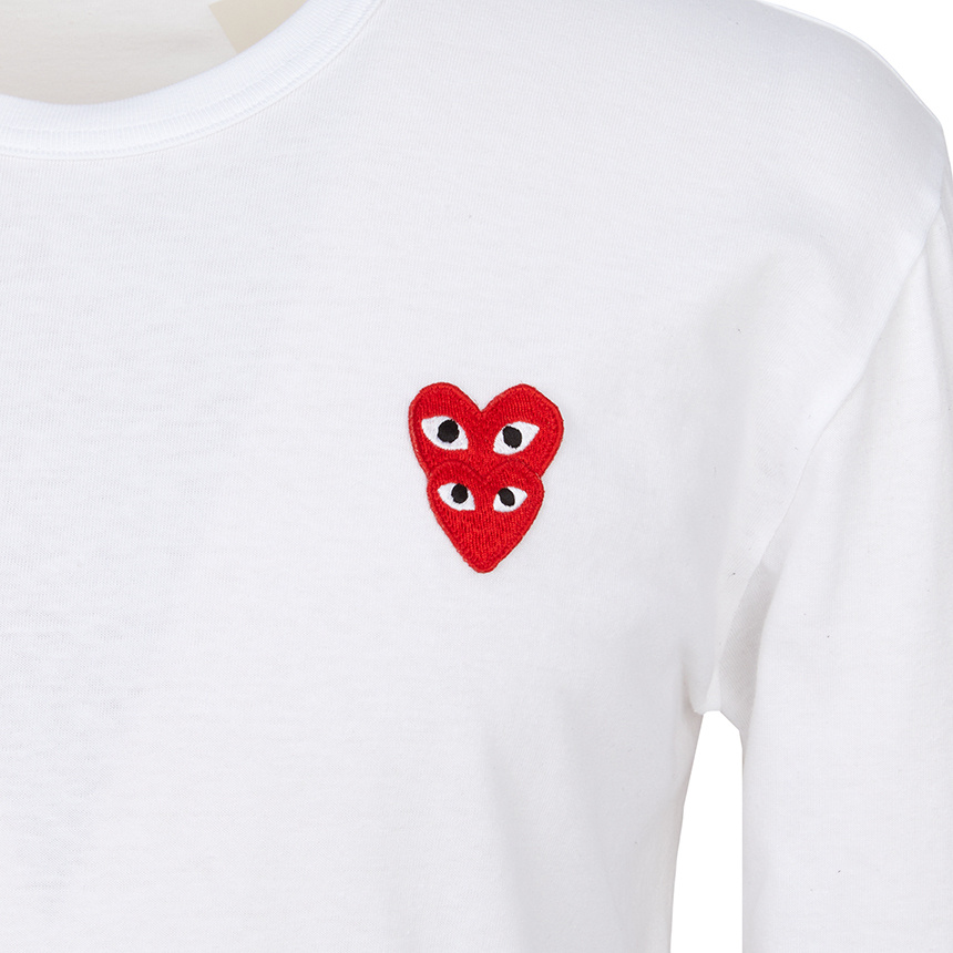 Comme Des Garçons Play Heart-patch Jersey T-shirt In White