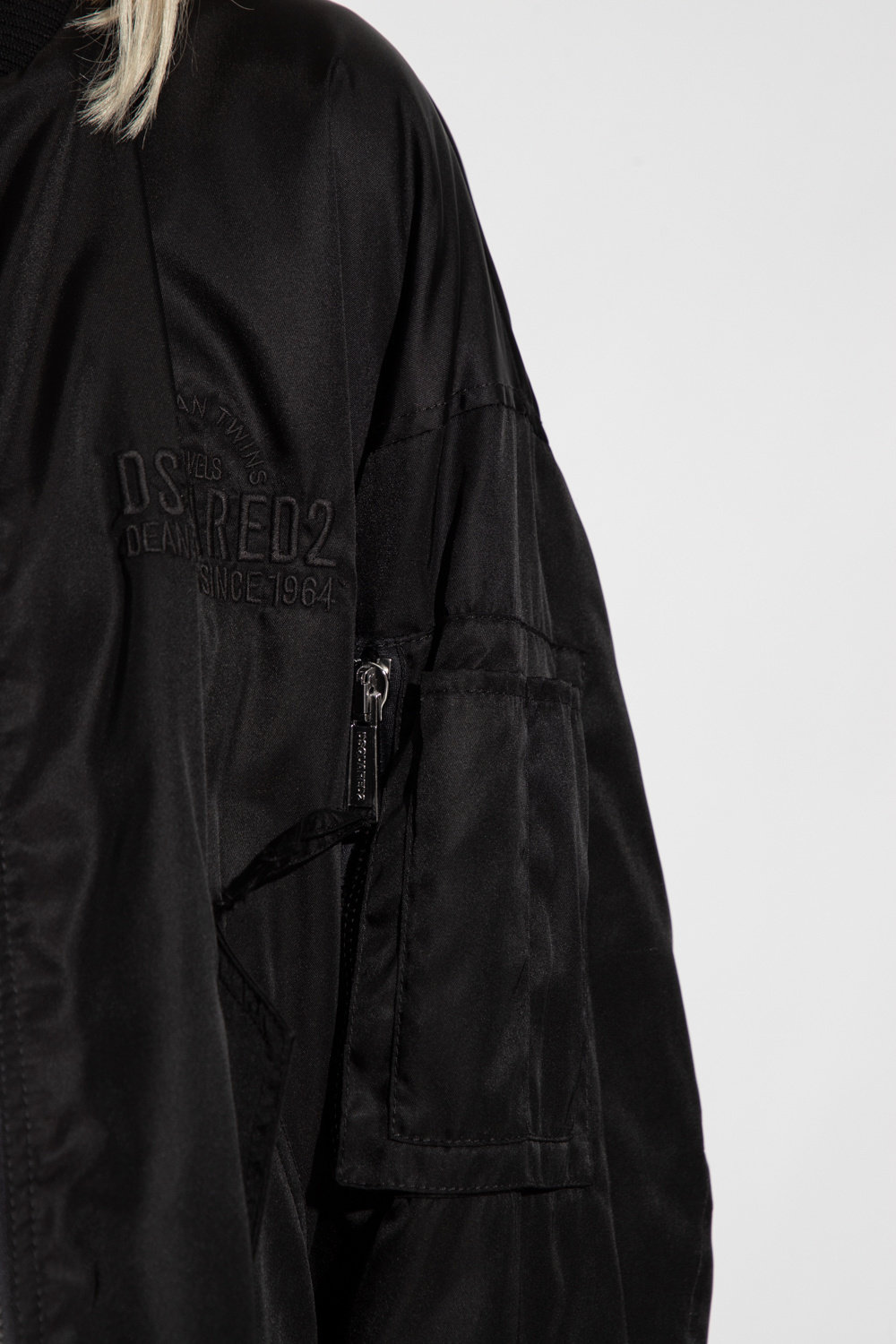 Dsquared2 Oversized Leather Bomber Jacket In Black