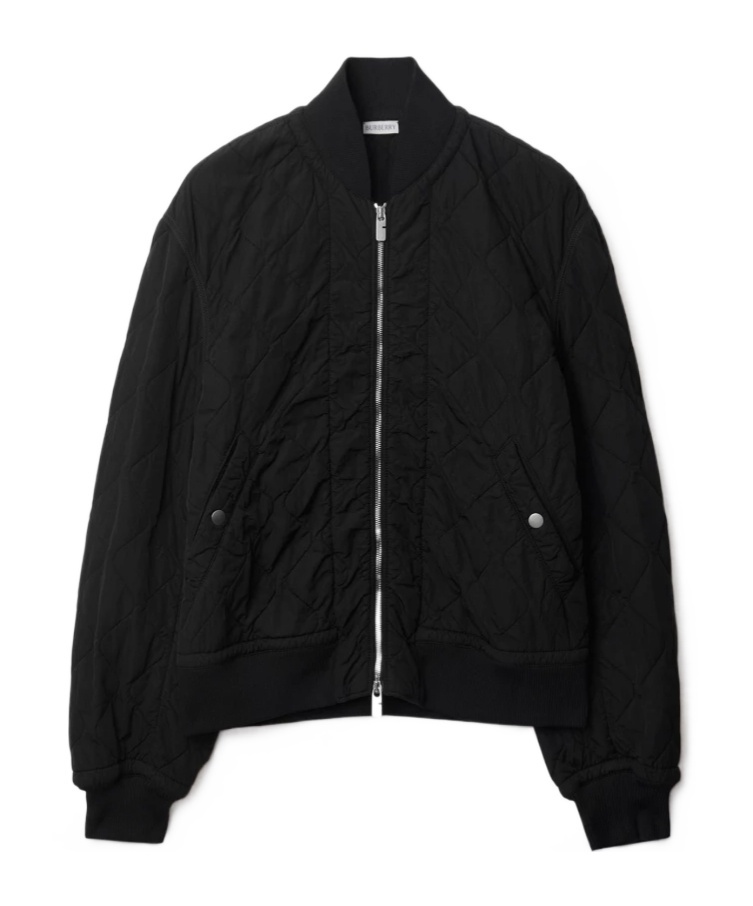 Burberry Stand Up-collar Quilted Bomber Jacket In Black