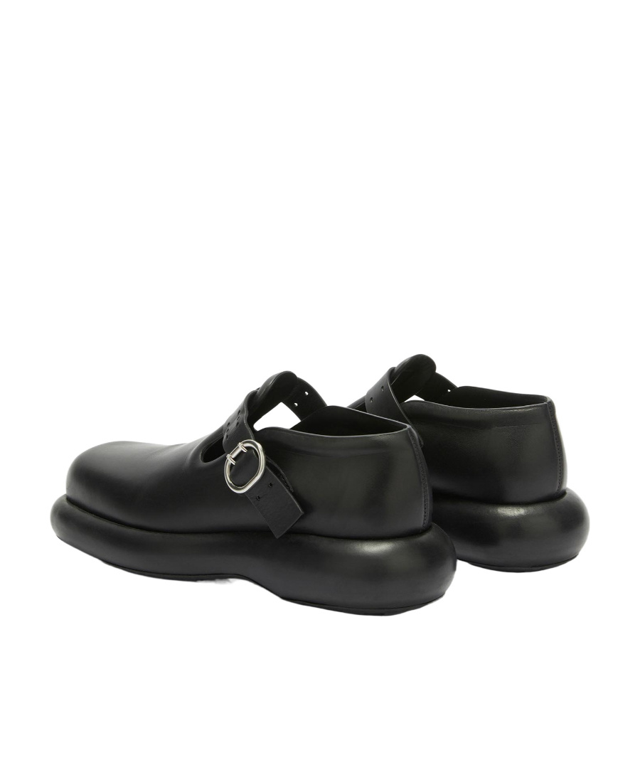 Jil Sander Leather Buckle Loafers Peculiar Sole In Black