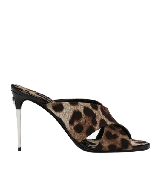 Dolce & Gabbana Stiletto-mules Mit Leoparden-print In Black