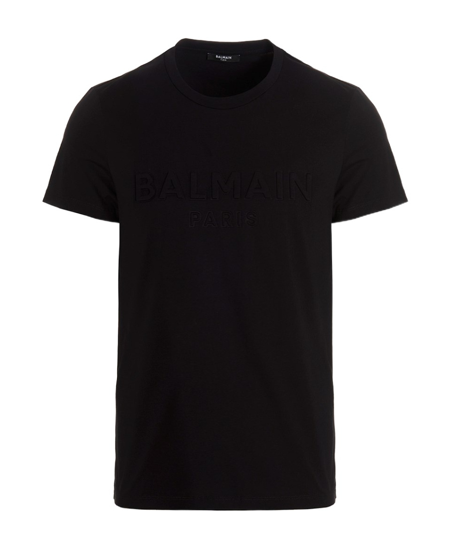 Balmain Logo-embossed Cotton T-shirt In Black