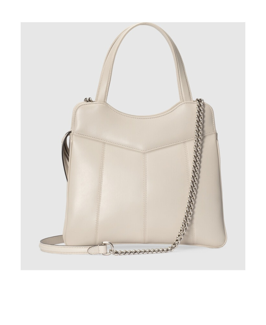 Gucci Small Gg Leather Tote Bag In White