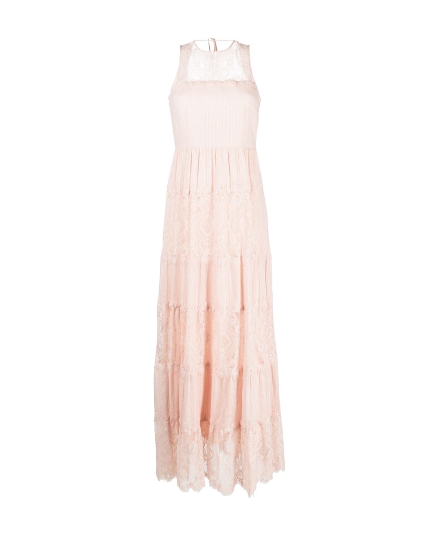 Twinset Long Cotton Dress In Pink