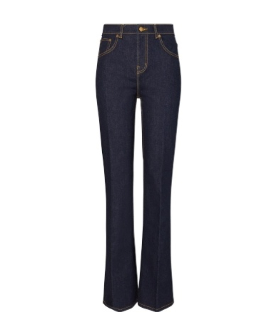 Shop Tory Burch Bootcut Cotton Jeans In Black