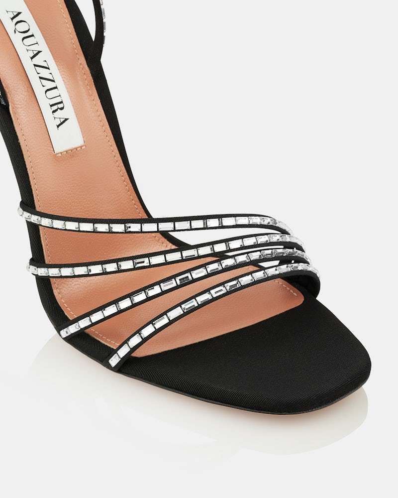 Aquazzura Embellished Fabric Mistica Sandals In Black