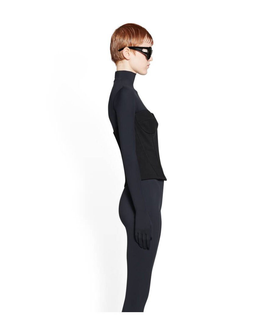 Balenciaga Boned Corset Top In Black