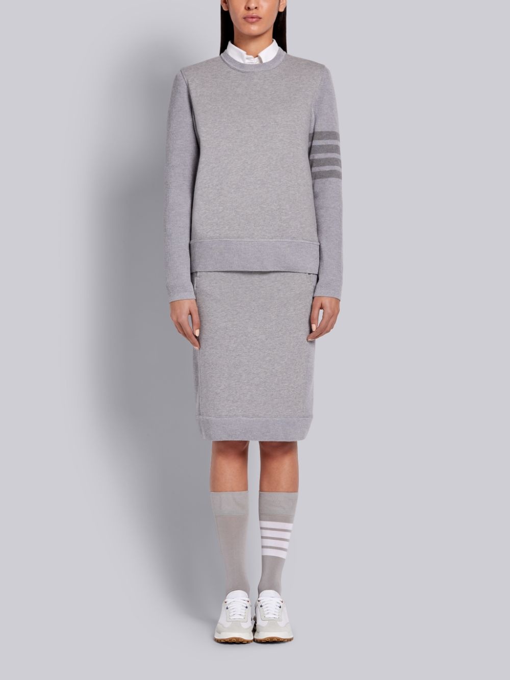 Thom Browne Tonal 4-bar Loopback Sweatshirt In Gray