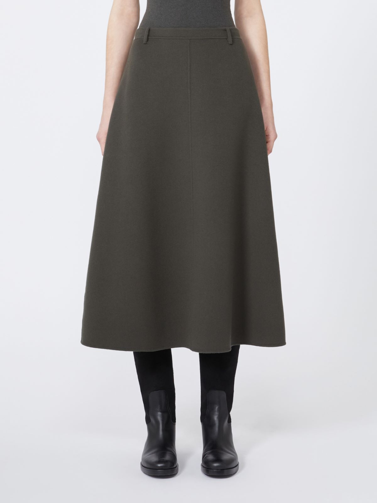 Max Mara Flared Wool Skirt In Green