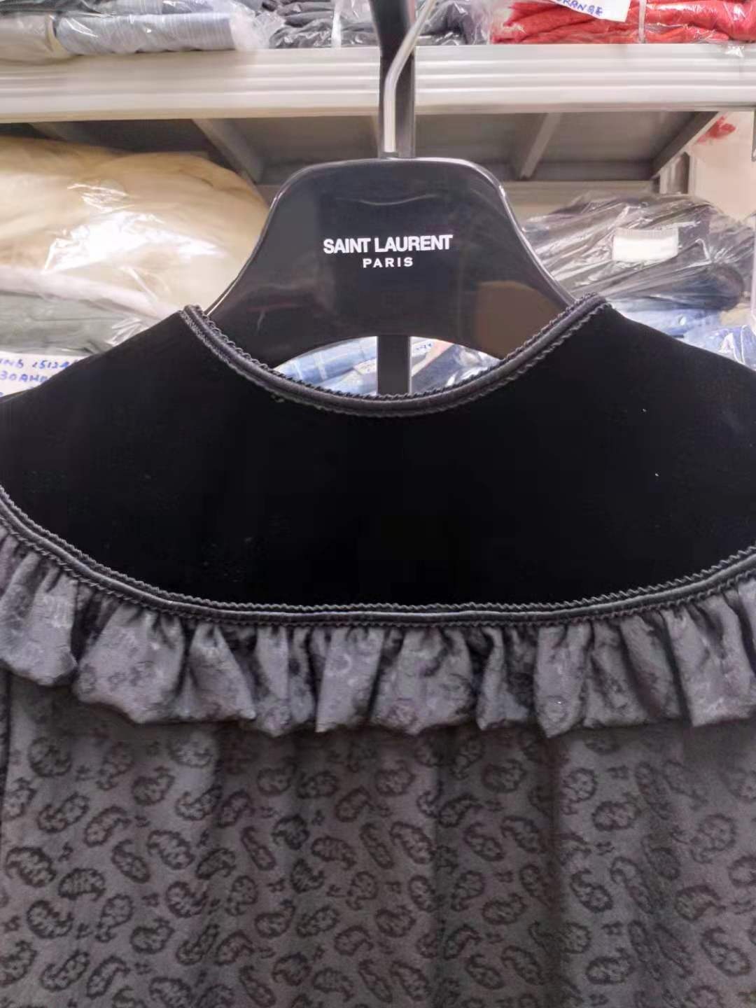 Saint Laurent Dark Embroidered Dress In Black