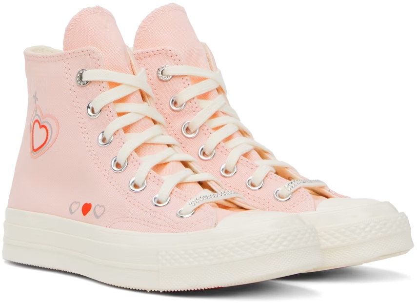 Converse Tie High-top Casual Shoes In Pink