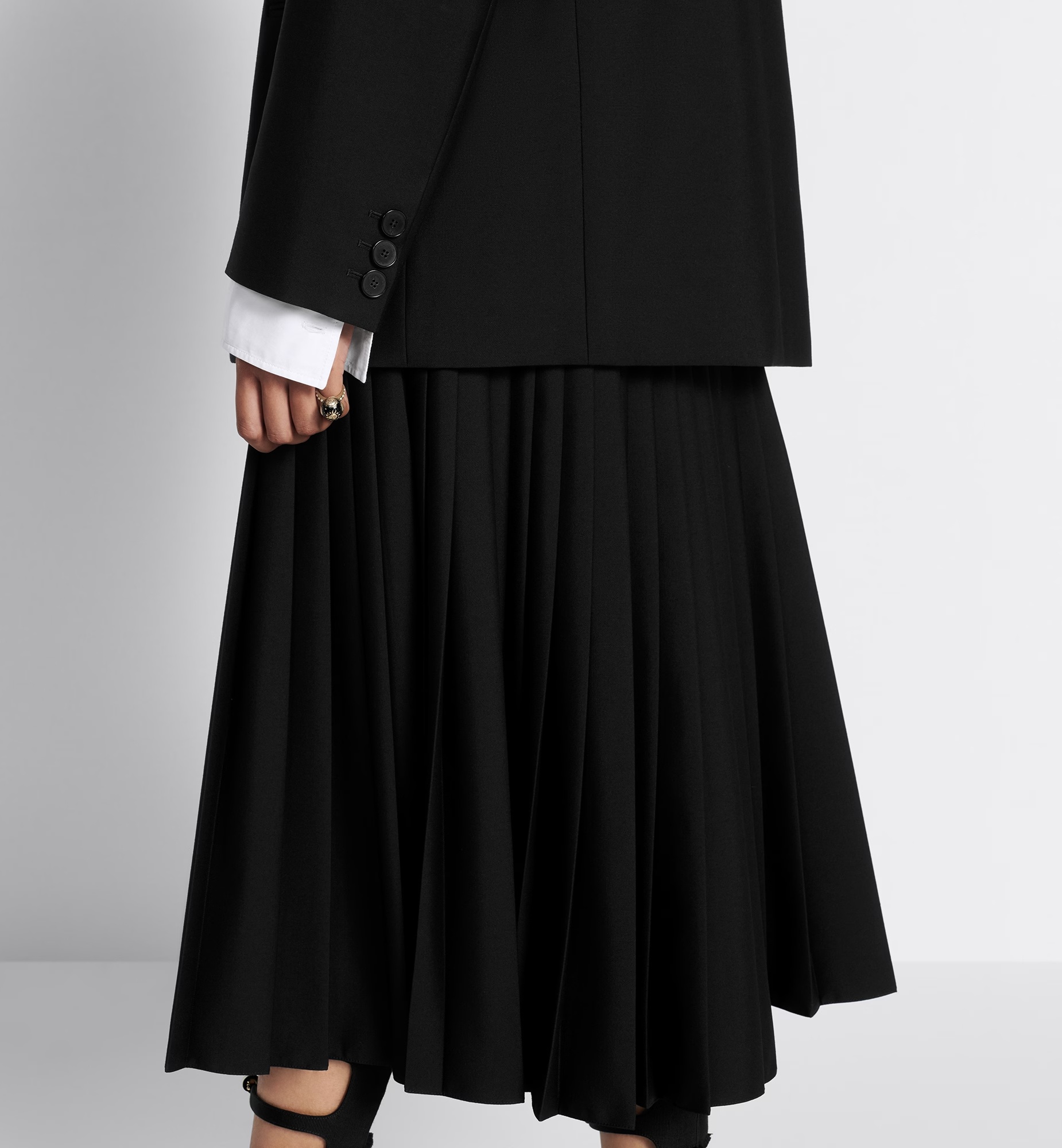 Dior Medium And Long Trumpet Wool Skirt In Black