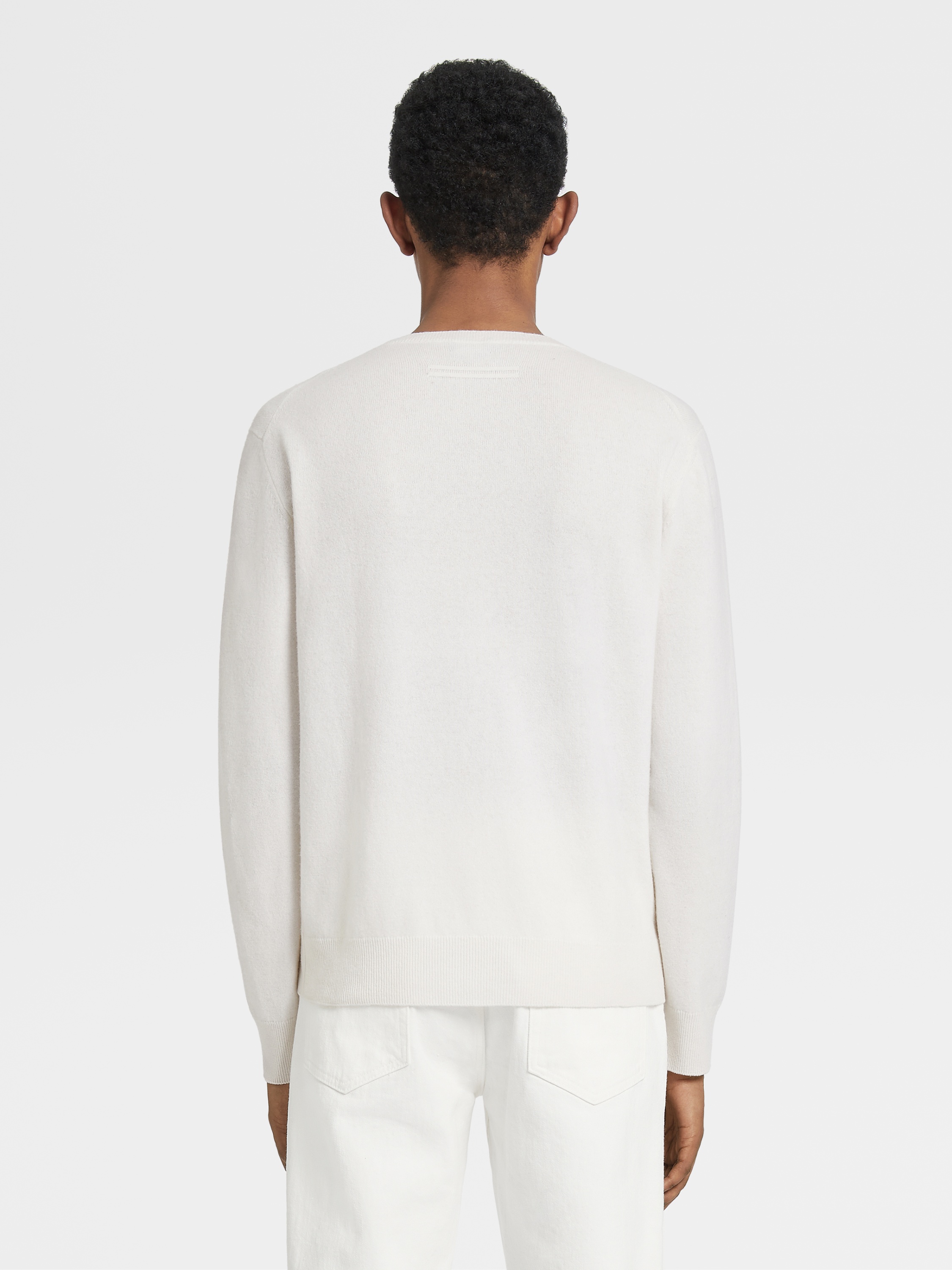 Zegna Crew Neck Cashmere Sweater In White