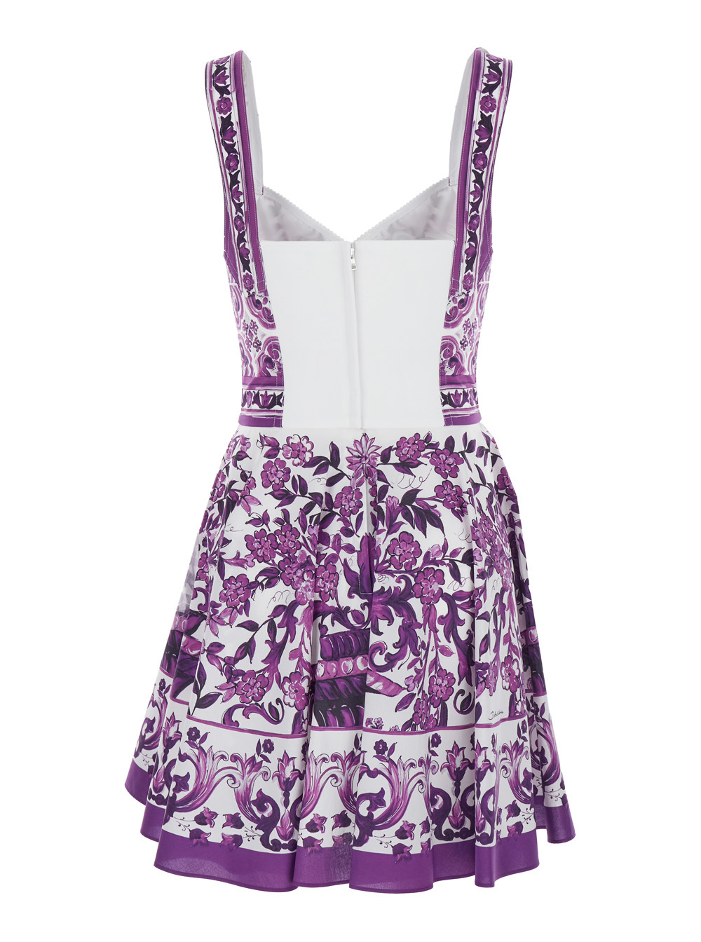 Dolce & Gabbana Violet Dress With Thin Straps And All-over Floral Motif In Cotton Blend Woman In Purple