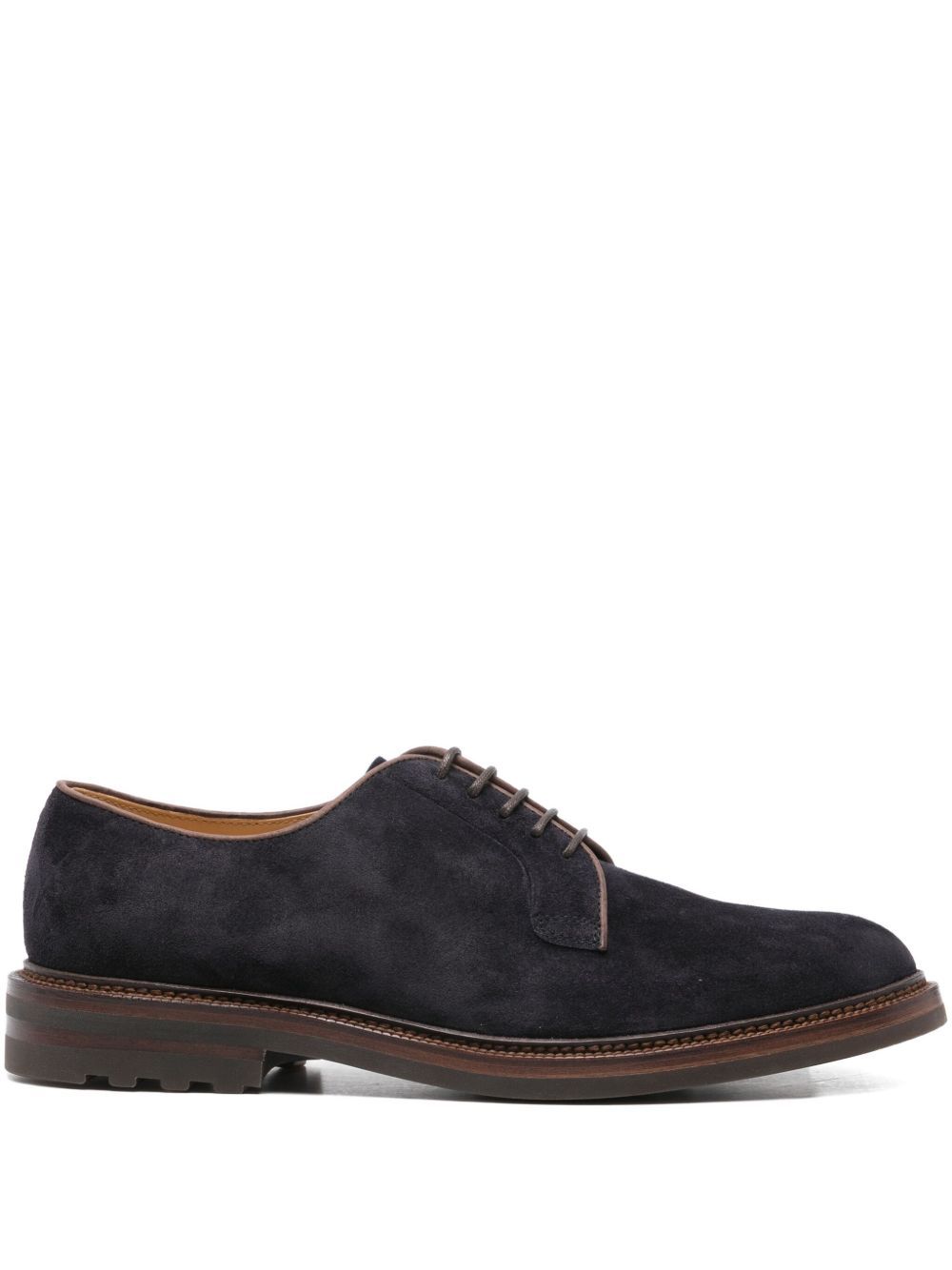 Brunello Cucinelli Suede Lace-up Shoes In Black