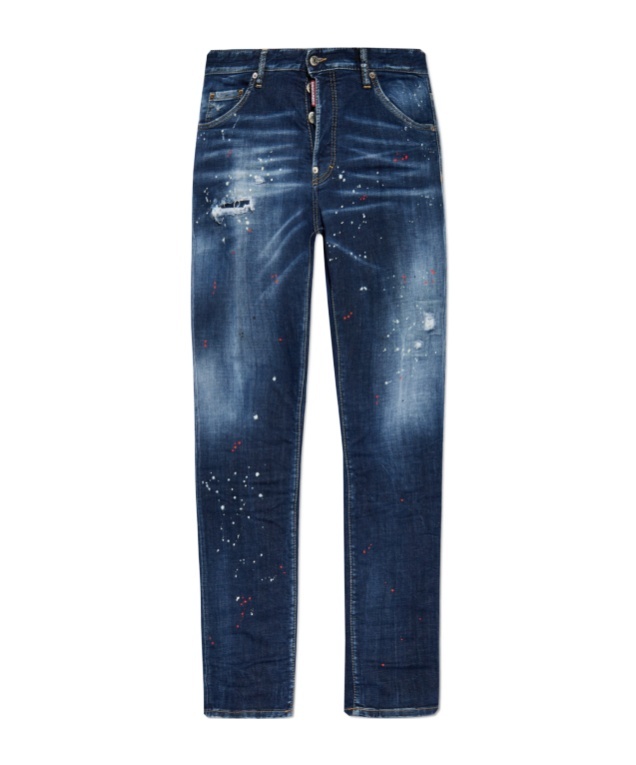 Dsquared2 Indigo Cotton And Patent Leather Slim-fit Jeans In Blue