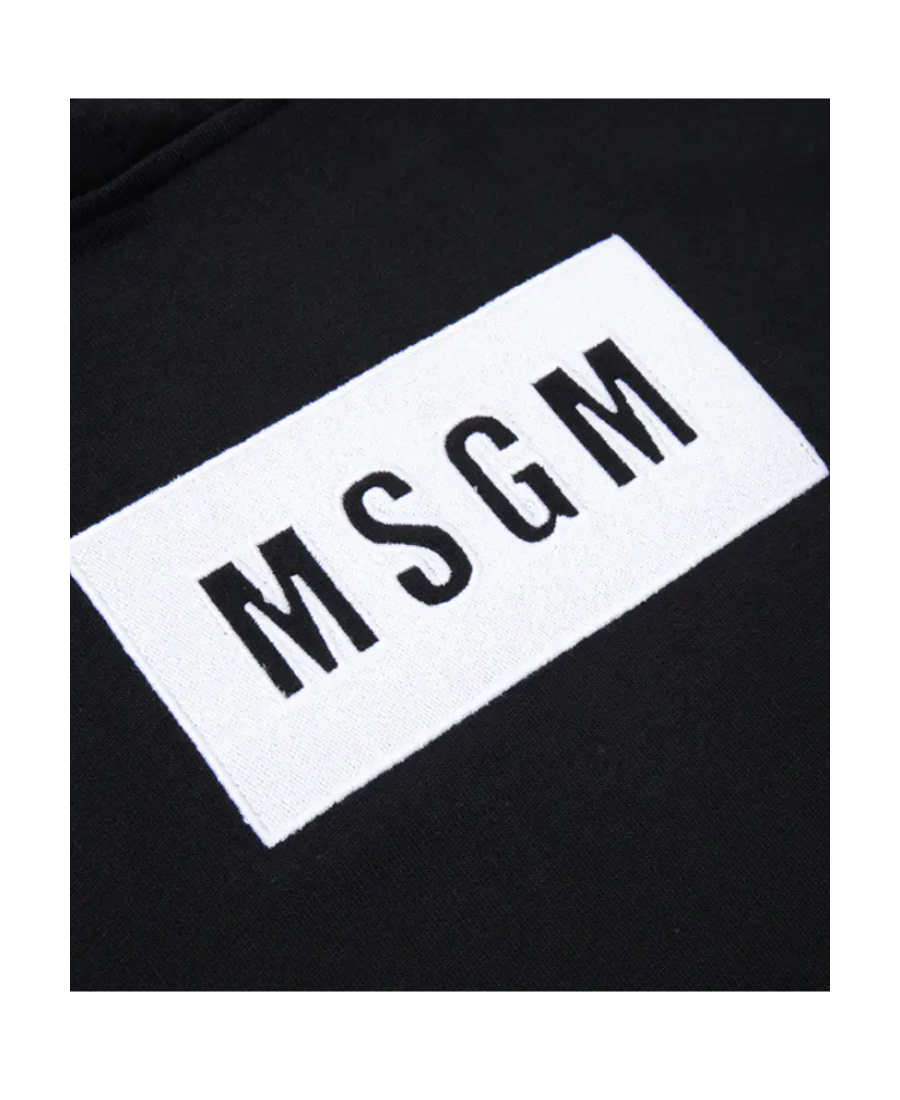 Msgm Logo Hooded Sweater In Black