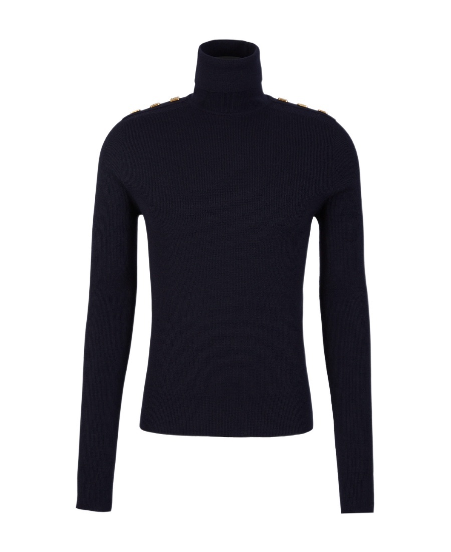 BALMAIN BUTTON-DETAILS MERINO-WOOL JUMPER 