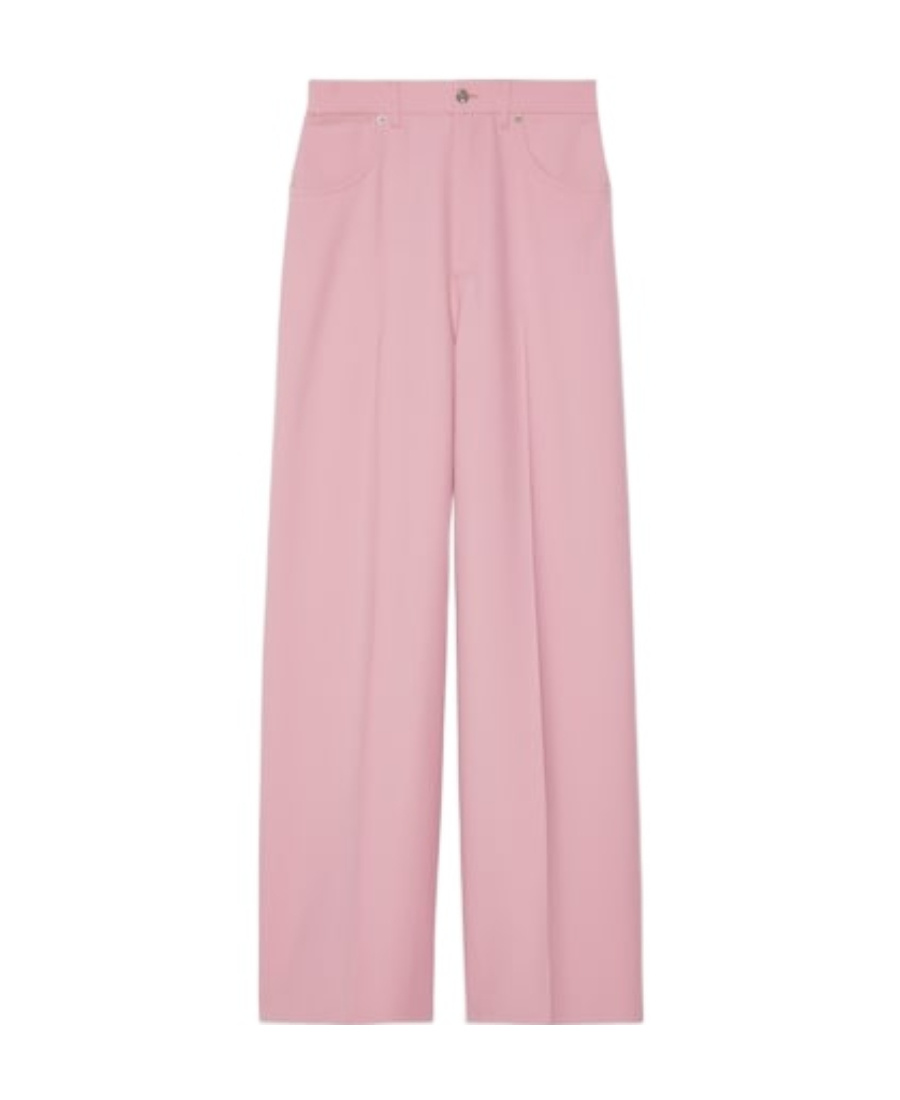 Gucci Pressed-crease Wool Tailored Trousers In Pink