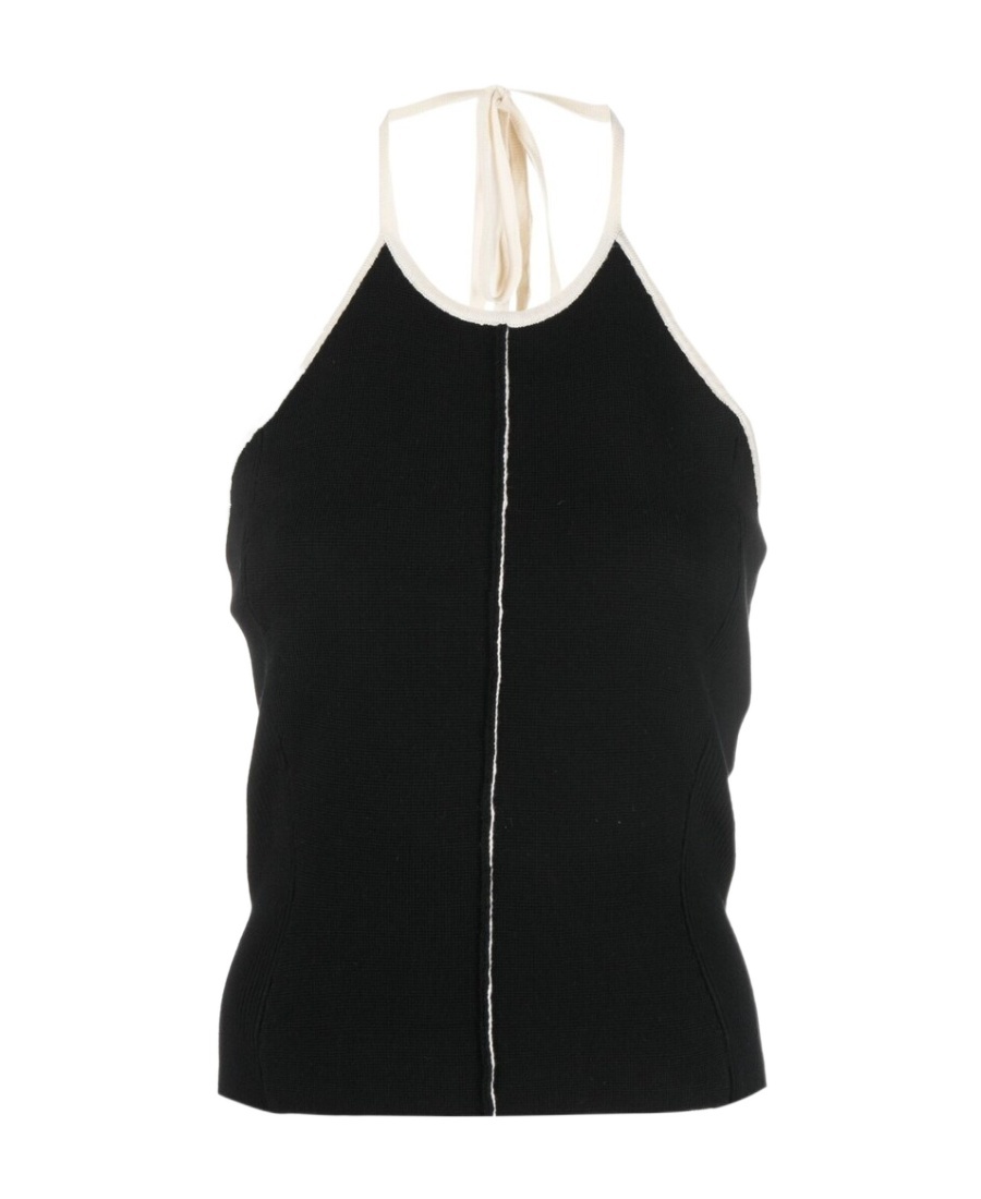 Sunnei Halterneck Knitted Top In Black